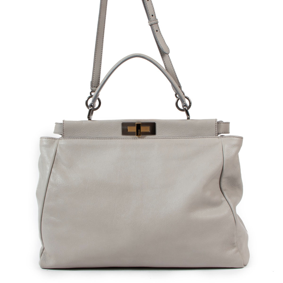 Fendi Grey Goatskin Large Peekaboo Bag