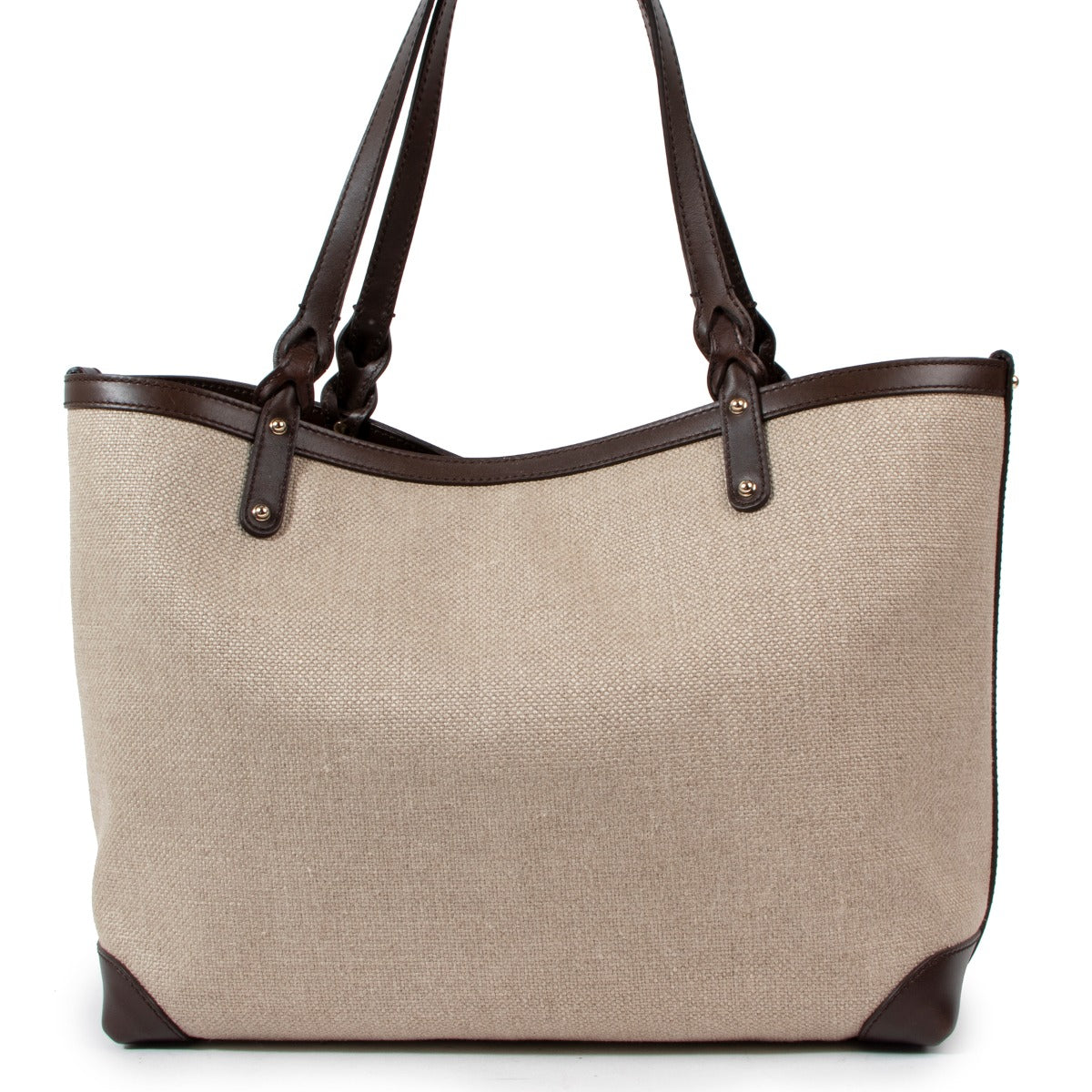 Gucci Beige Canvas Logo Craft Originele Boodschappentas