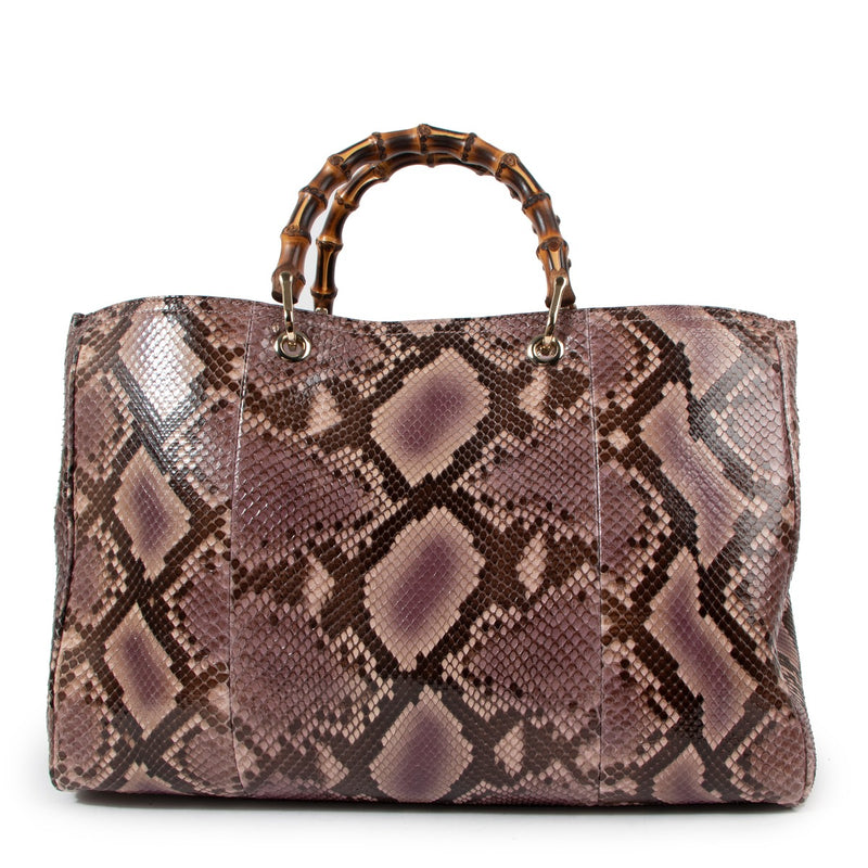 Gucci Pink Python Large Bamboo Shopper Bag