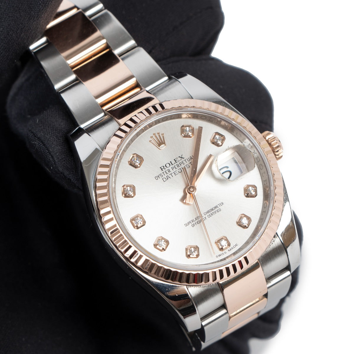 Shop authentic second hand luxury Rolex Datejust 36 Oystersteel/Everose Gold Diamond Watch at Labellov