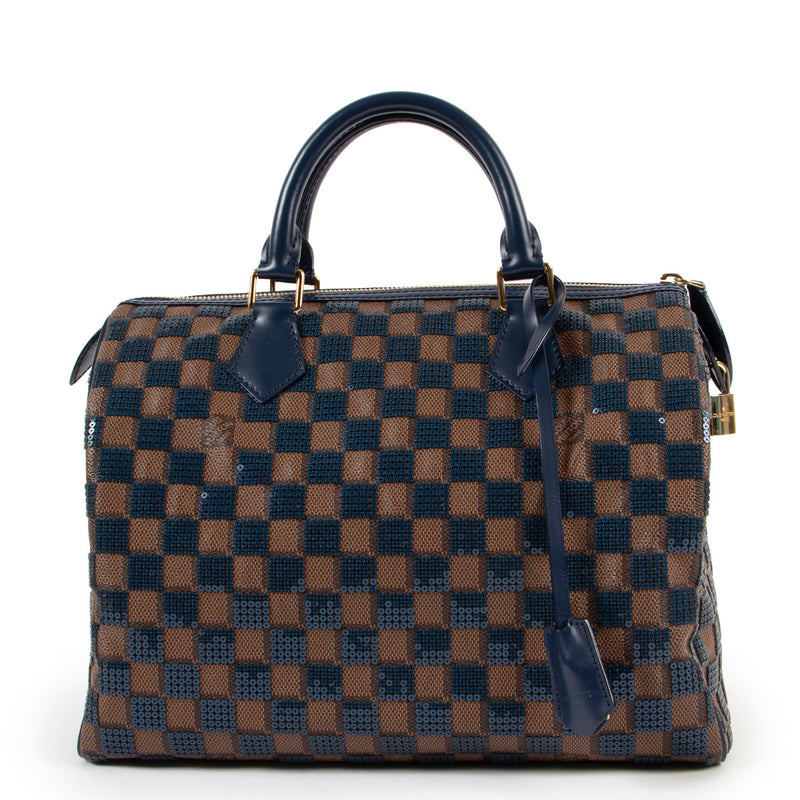 shop authentic second hand Louis Vuitton Speedy 30 Damier Ebene Paillettes Limited Edition Prefall 2013 at Labellov for the best price
