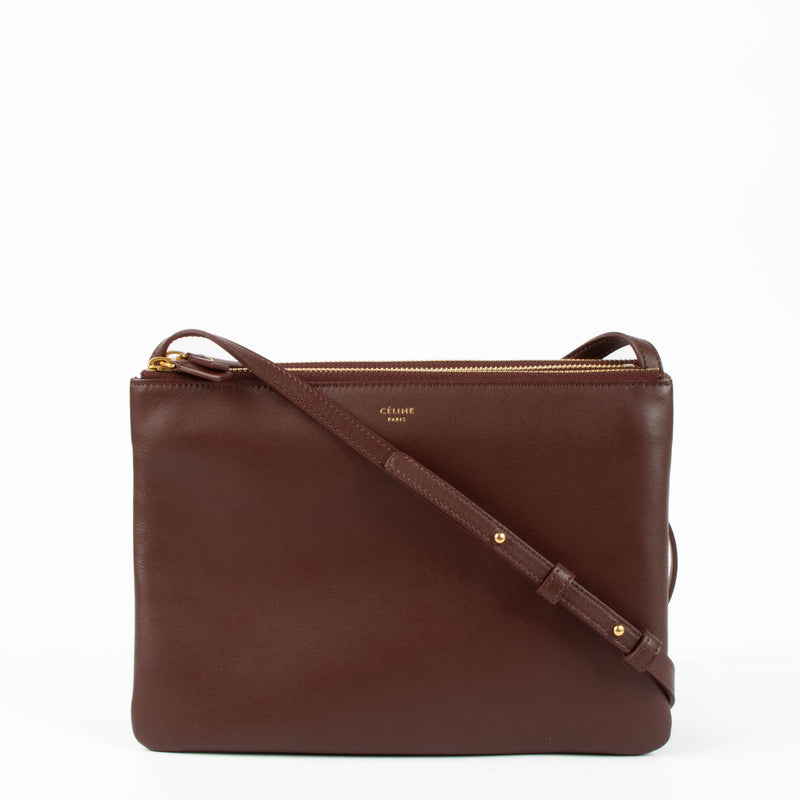 Shop this authentic Celine Burgundy Leather Large Trio Bag pre-loved on Labellov.com 