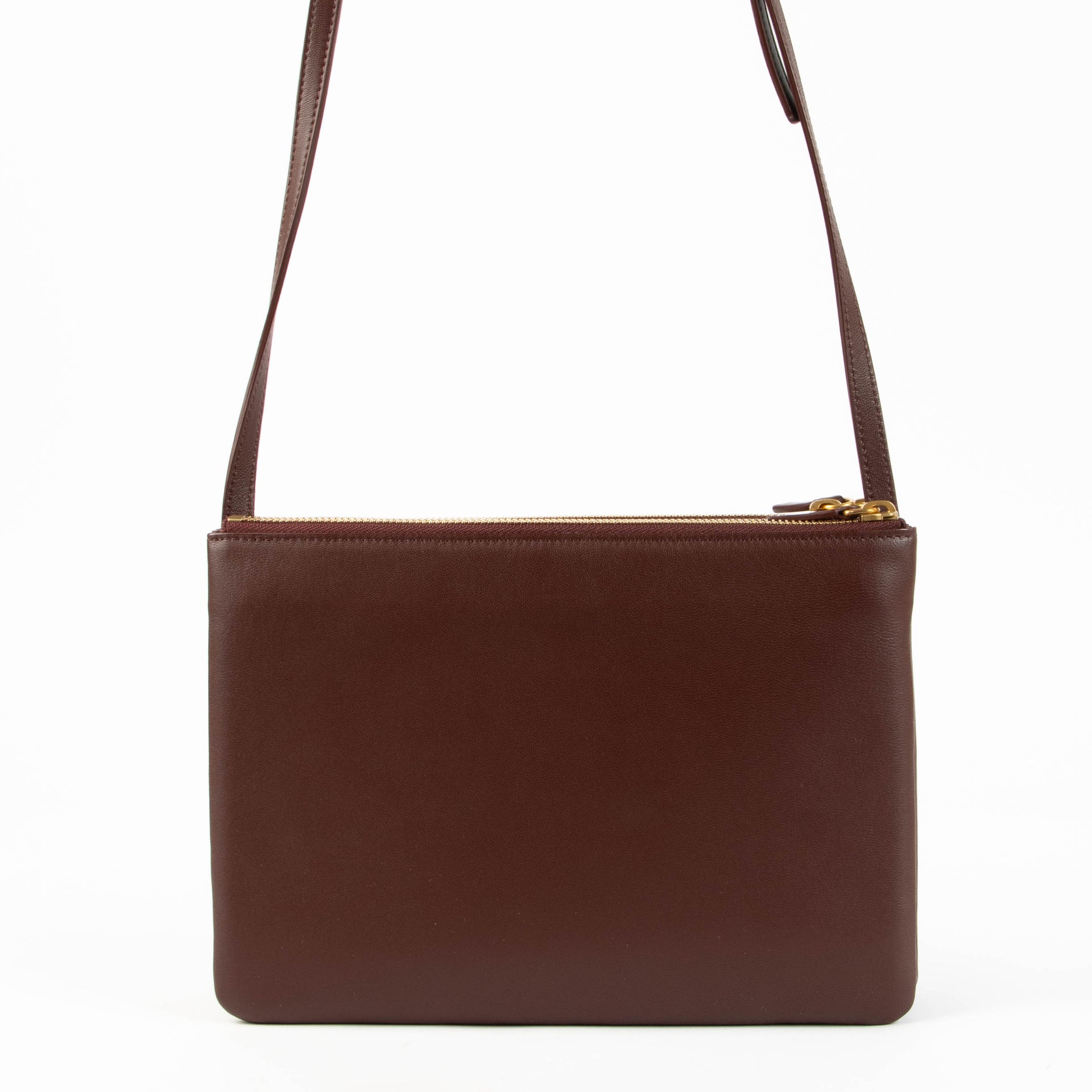 Shop this authentic Celine Burgundy Leather Large Trio Bag pre-loved on Labellov.com