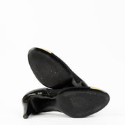 Shop these authentic Chanel 10P Black/Gold Mesh Heels - Size 40 pre-loved on Labellov.com