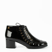 Shop this authentic Chanel 15A Black Patent Ankle Boots Size 38.5 pre-loved on Labellov.com