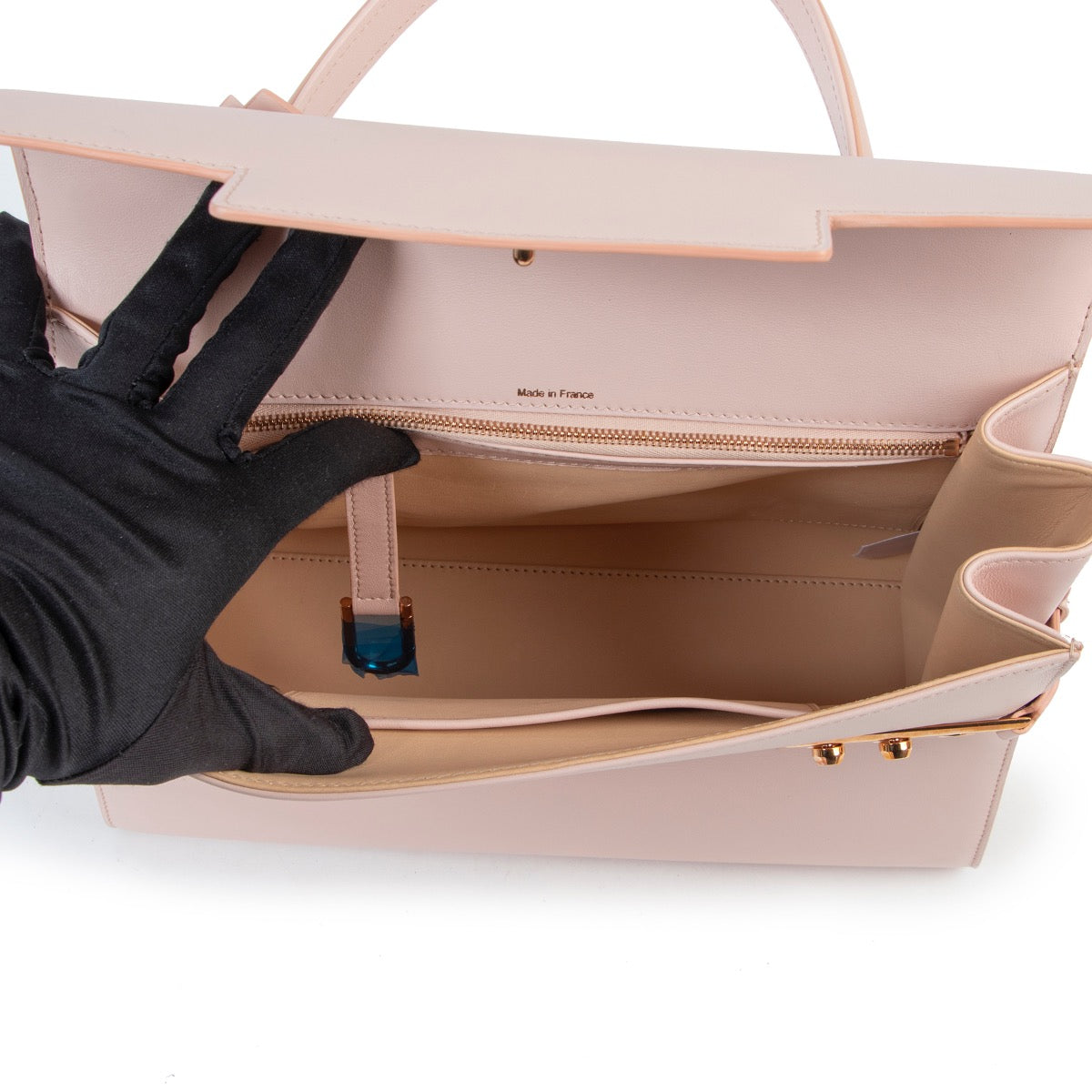 Shop safe online authentic Delvaux Pink Calf Souple Tempête GM Top Handle.