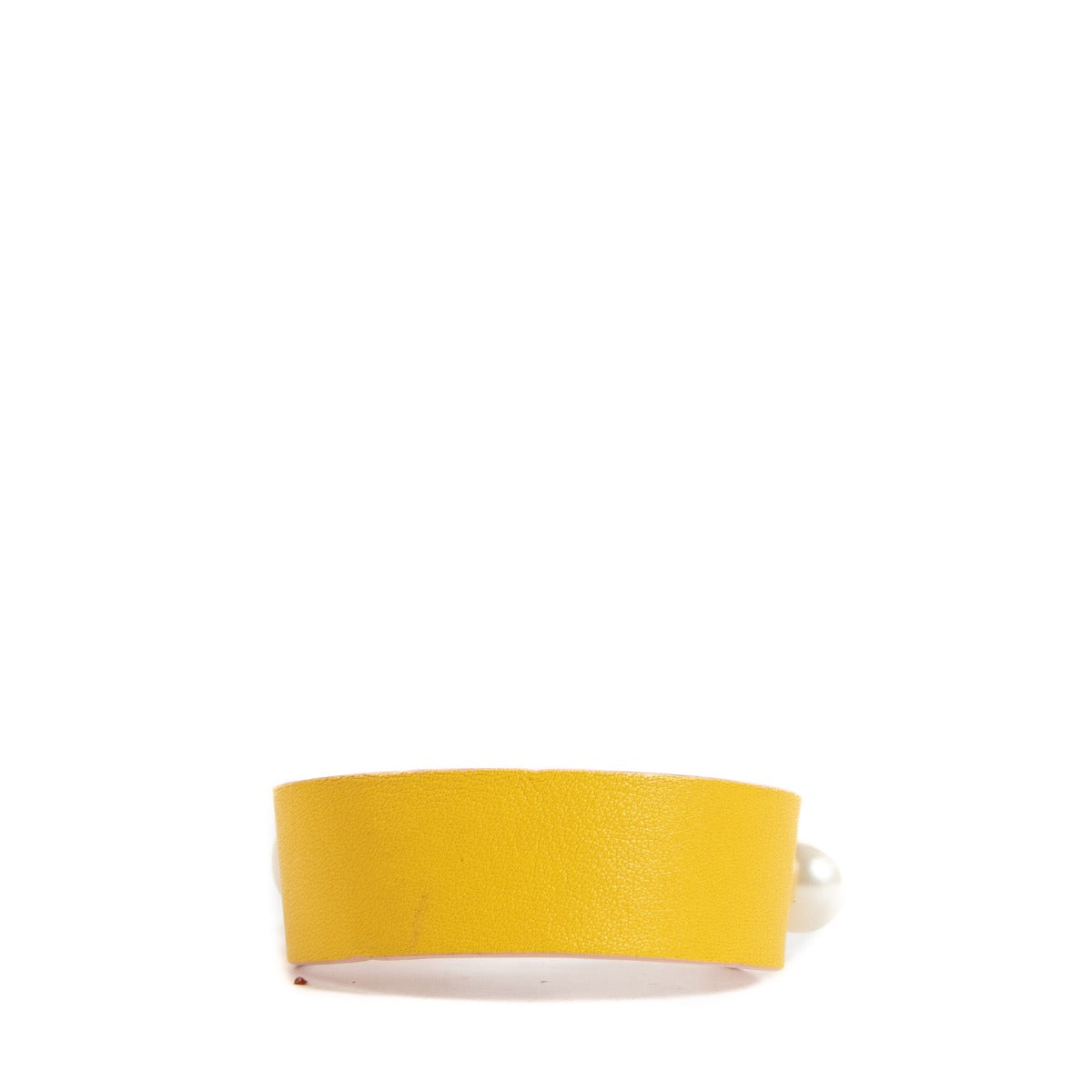 Dior Perle Yellow Leather Faux Pearl Pierce Bracelet