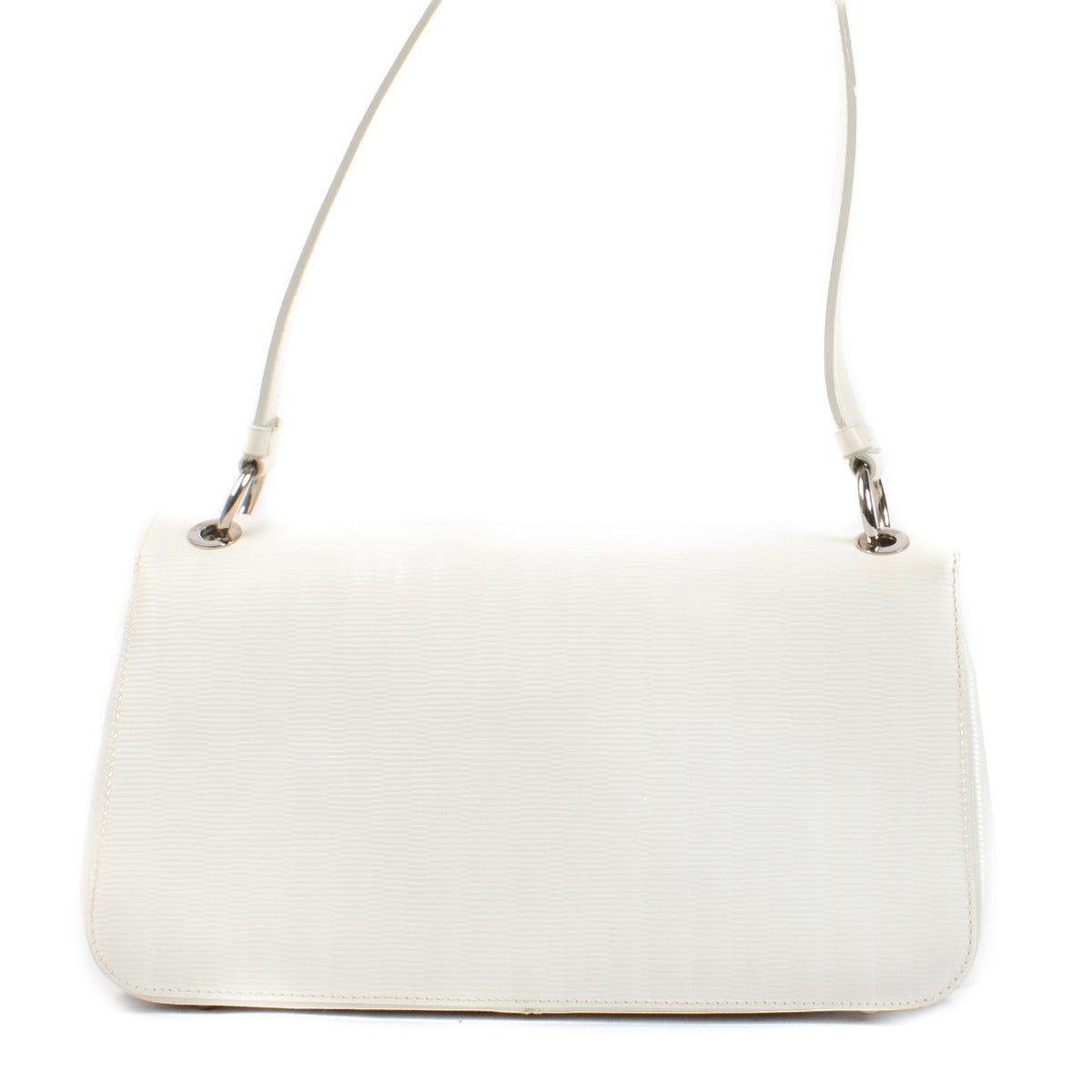 Ferragamo White Leather Gancini Shoulder Bag