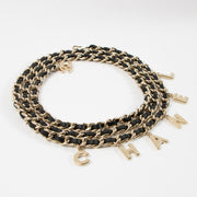 Shop this authentic Chanel Black Leather Logo Lettering Chain Belt pre-loved on Labellov.com
