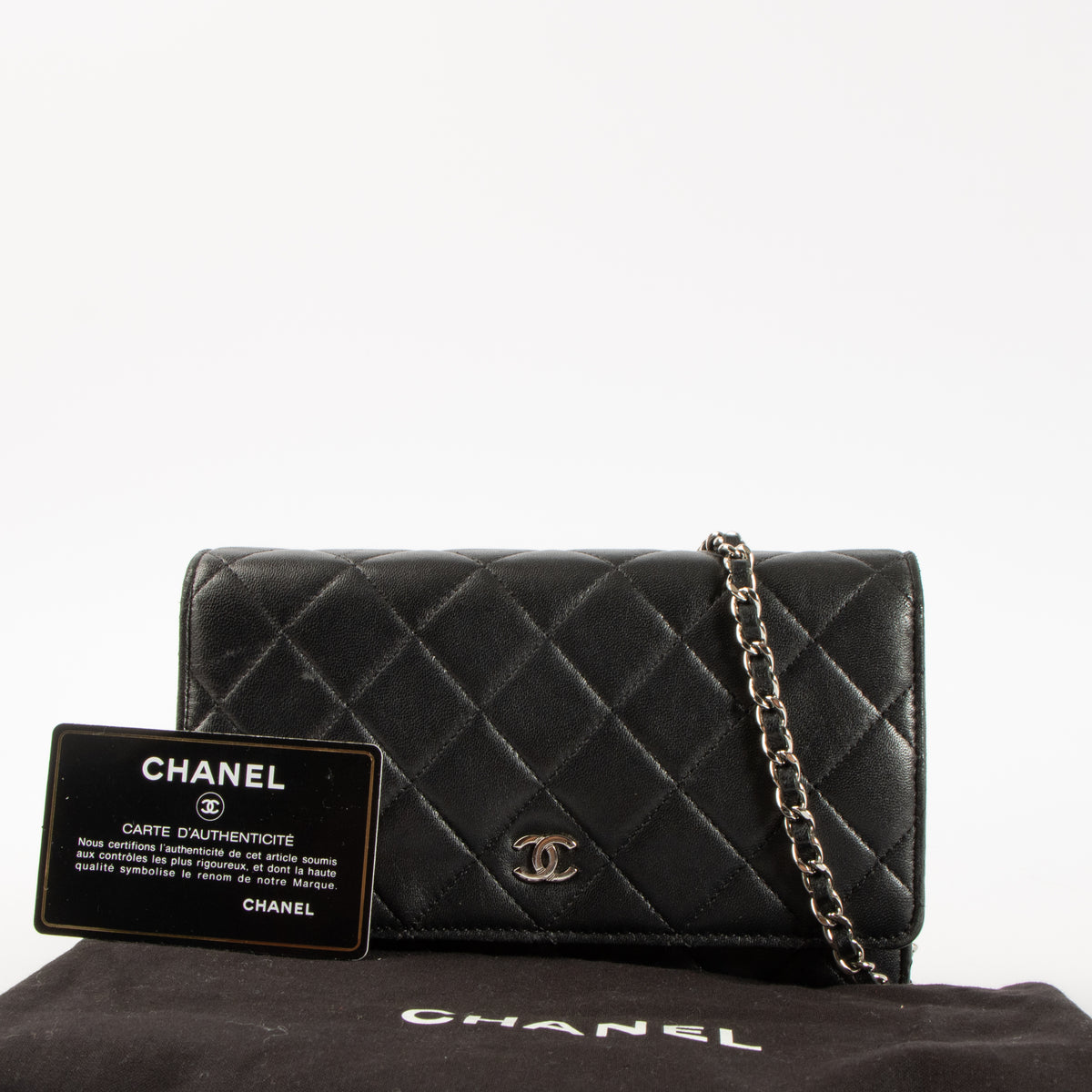 Shop this authentic Chanel Black WOC Wallet on Chain Bag Pre-Loved on Labellov.com
