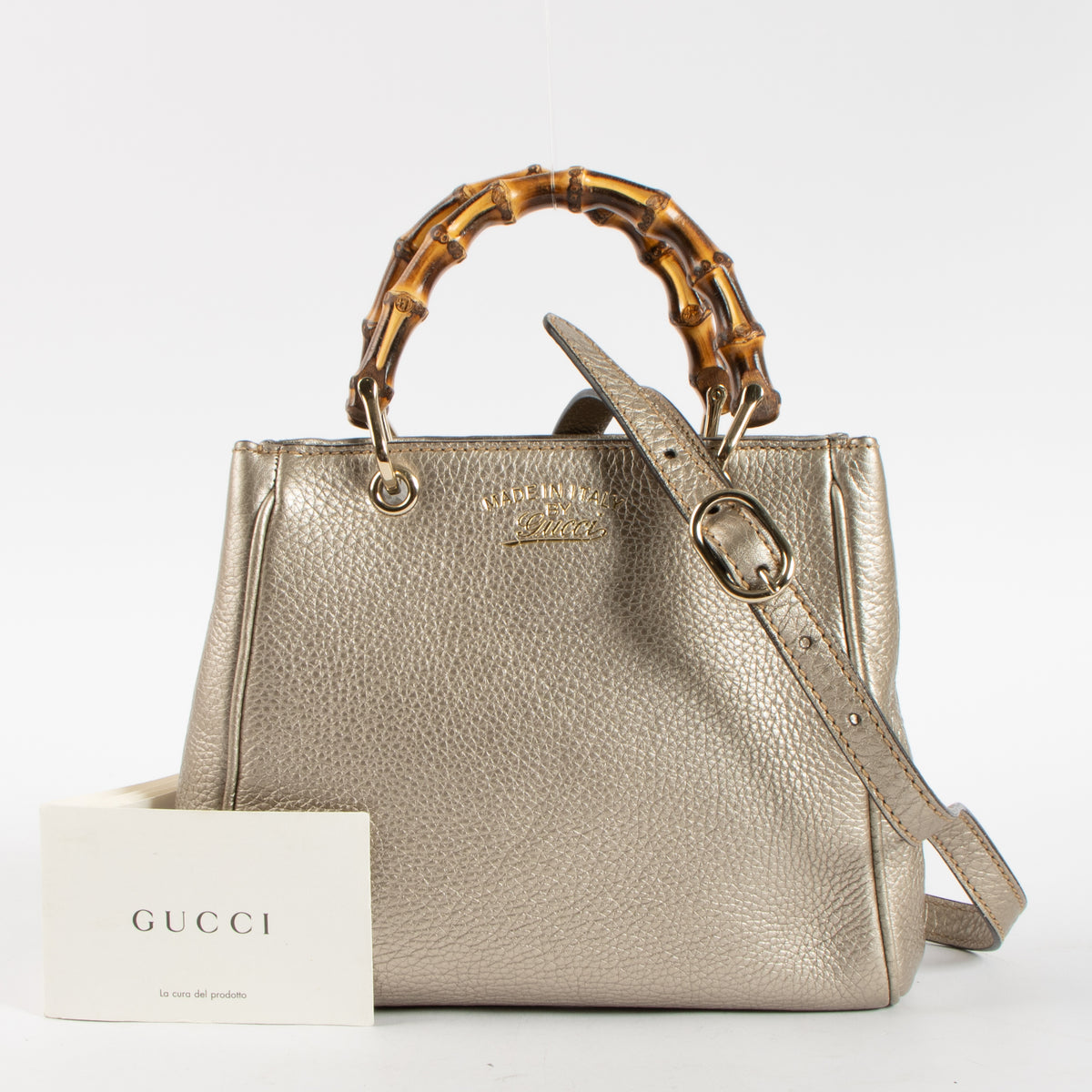Shop this authentic Gucci Silver Bamboo Shopper Mini pre-loved on Labellov.com