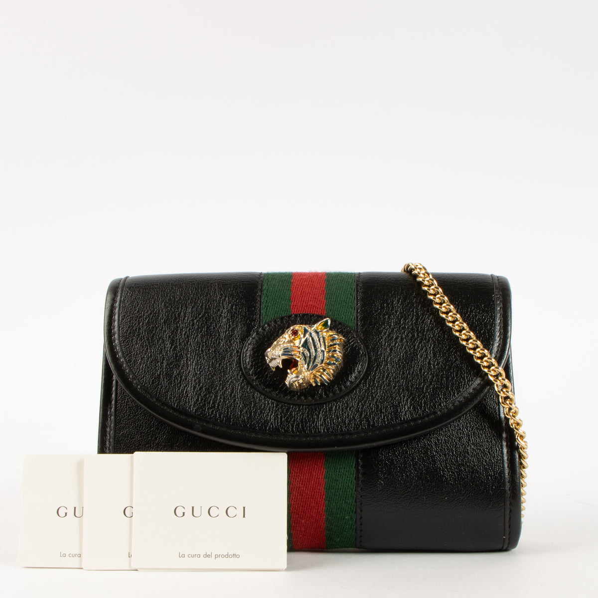 Shop this authentic Gucci Black Rajah Mini Leather Crossbody pre-loved on Labellov.com