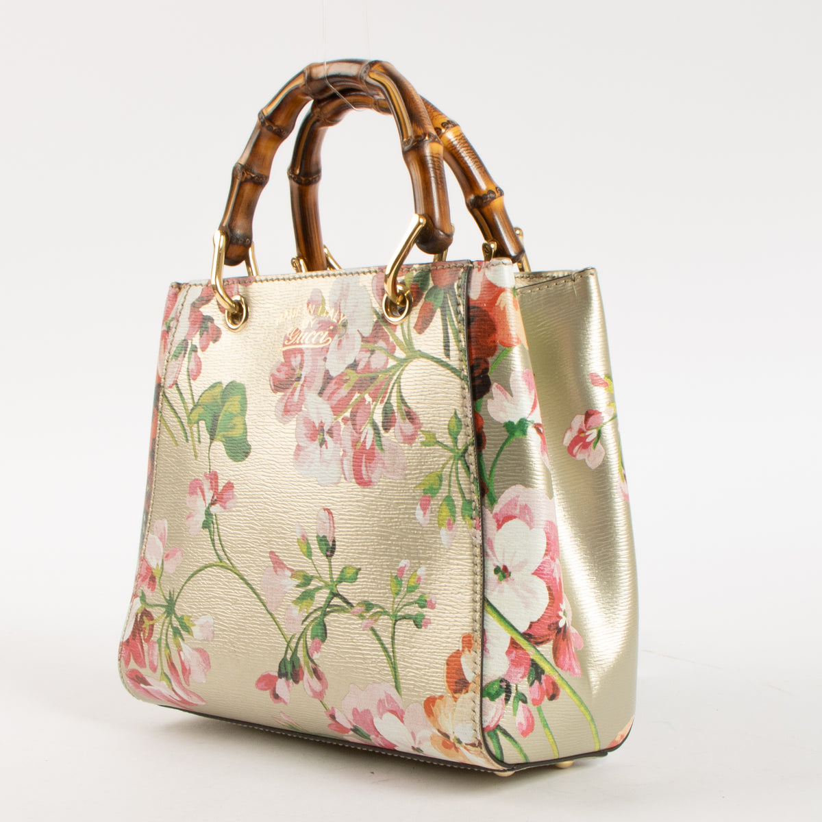Shop this authentic Gucci Printed Flora Bamboo Shopper Mini Pre-Loved on Labellov.com