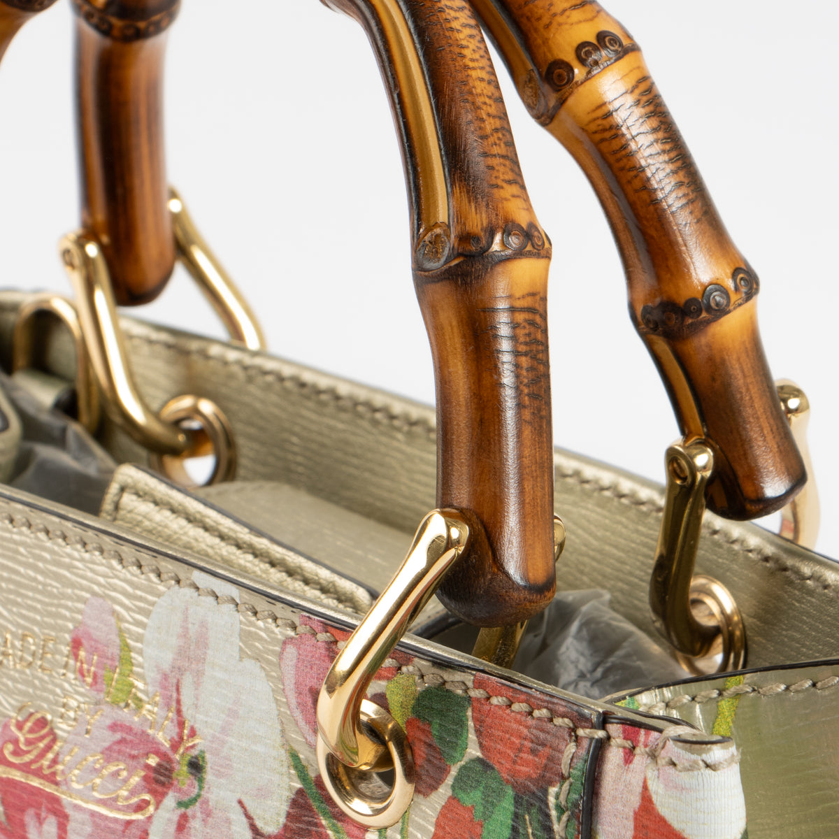 Shop this authentic Gucci Printed Flora Bamboo Shopper Mini Pre-Loved on Labellov.com