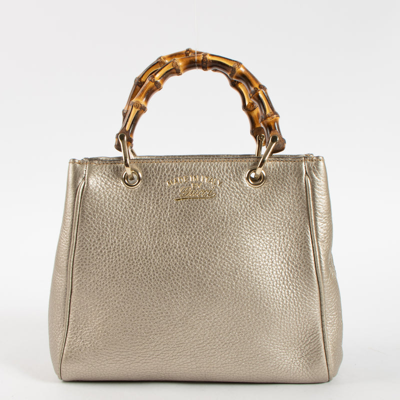 Gucci Silver Bamboo Shopper Mini