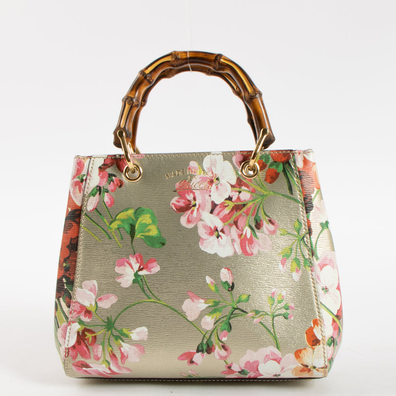 Gucci Printed Flora Bamboo Shopper Mini