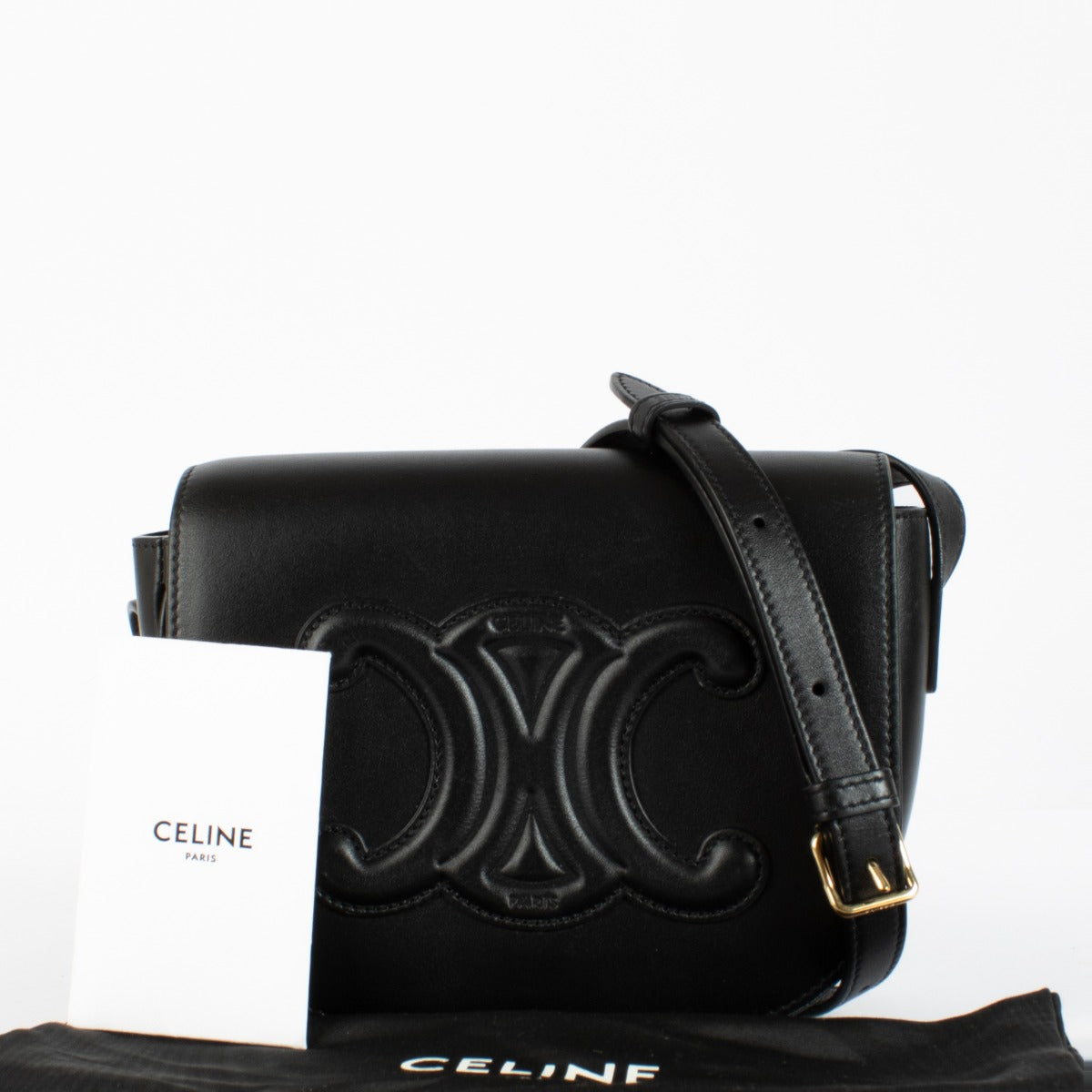 Authentic pre-loved Celine Black Folco Cuir Smooth Calfskin Crossbody Bag on Labellov.com