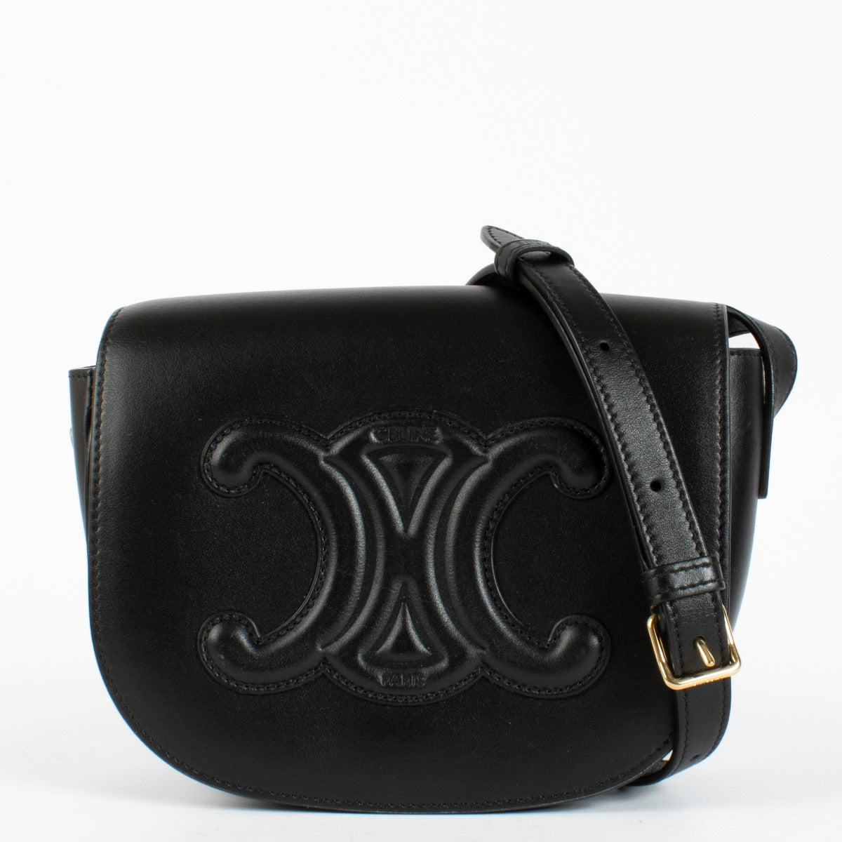 Authentic pre-loved Celine Black Folco Cuir Smooth Calfskin Crossbody Bag on Labellov.com