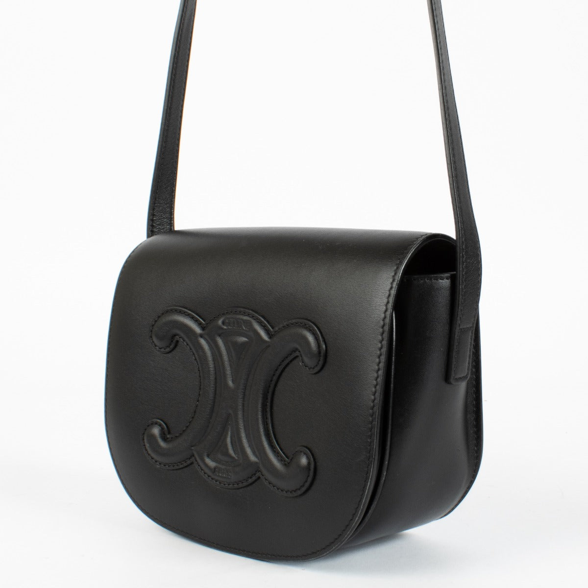 Authentic pre-loved Celine Black Folco Cuir Smooth Calfskin Crossbody Bag on Labellov.com