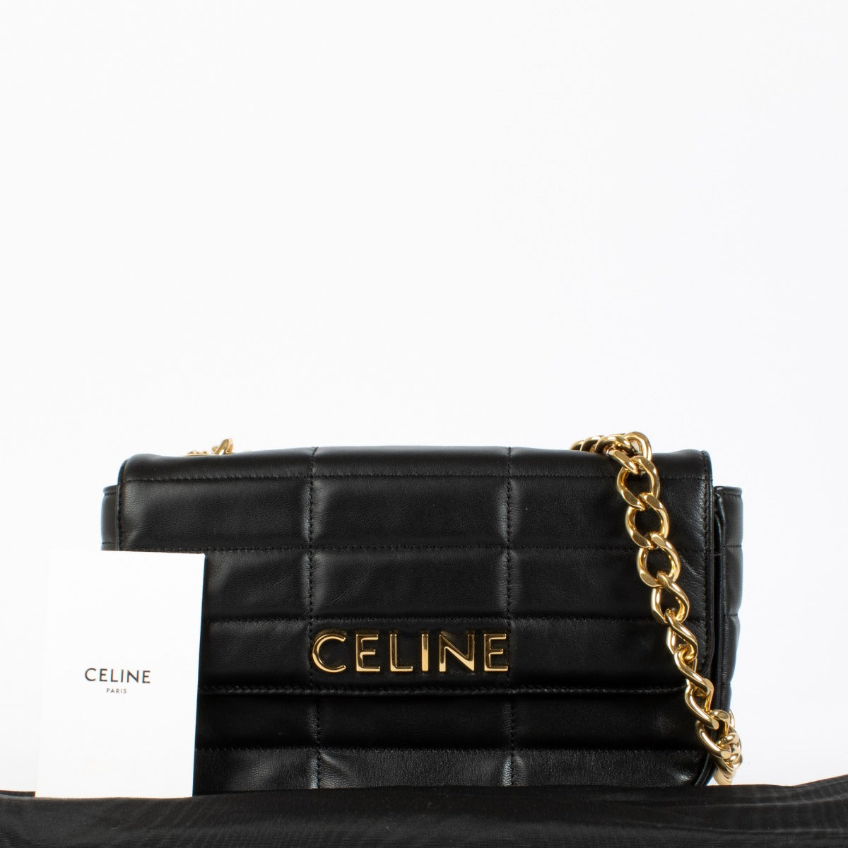 Authentic pre-loved Celine Quilted Black Matelasse Chain Shoulder Bag on Labellov.com