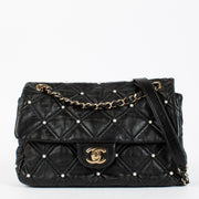 Shop the authentic Chanel Black Quilted Lambskin Pearl Flap Bag at Labellov.com.