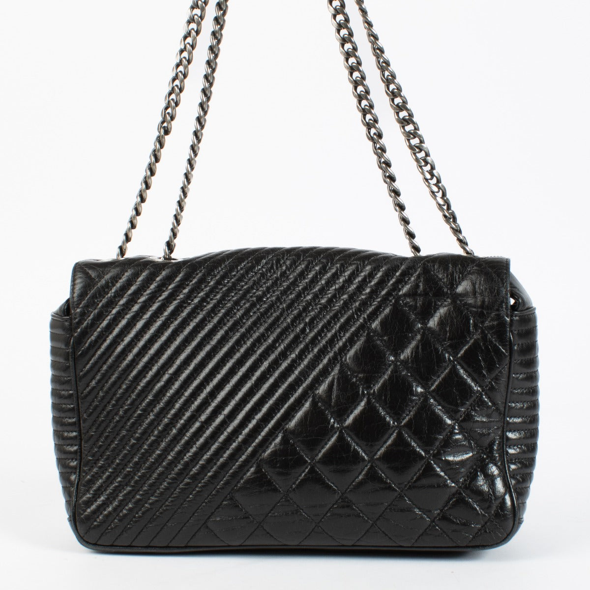 Shop the authentic Chanel Coco Boy Medium Quilted Glazed Calfskin Flap Bag in Noir with ruthenium hardware at Labellov.com.