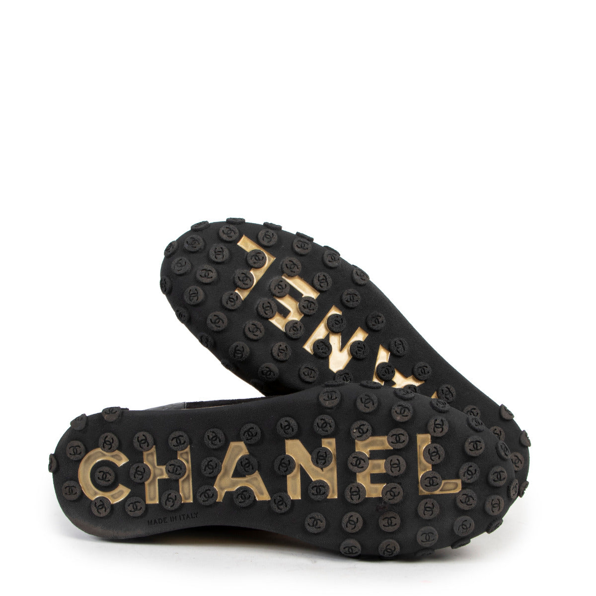Baskets Chanel noires et dorées - taille 39