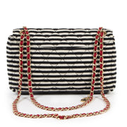 koop veilig online Chanel Striped Quilted Jersey Fabric & Navy Lambskin Coco Sailor New Mini Classic Single Flap Bag