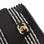 Chanel Striped Quilted Jersey Fabric & Navy Lambskin Coco Sailor New Mini Classic Single Flap Bag