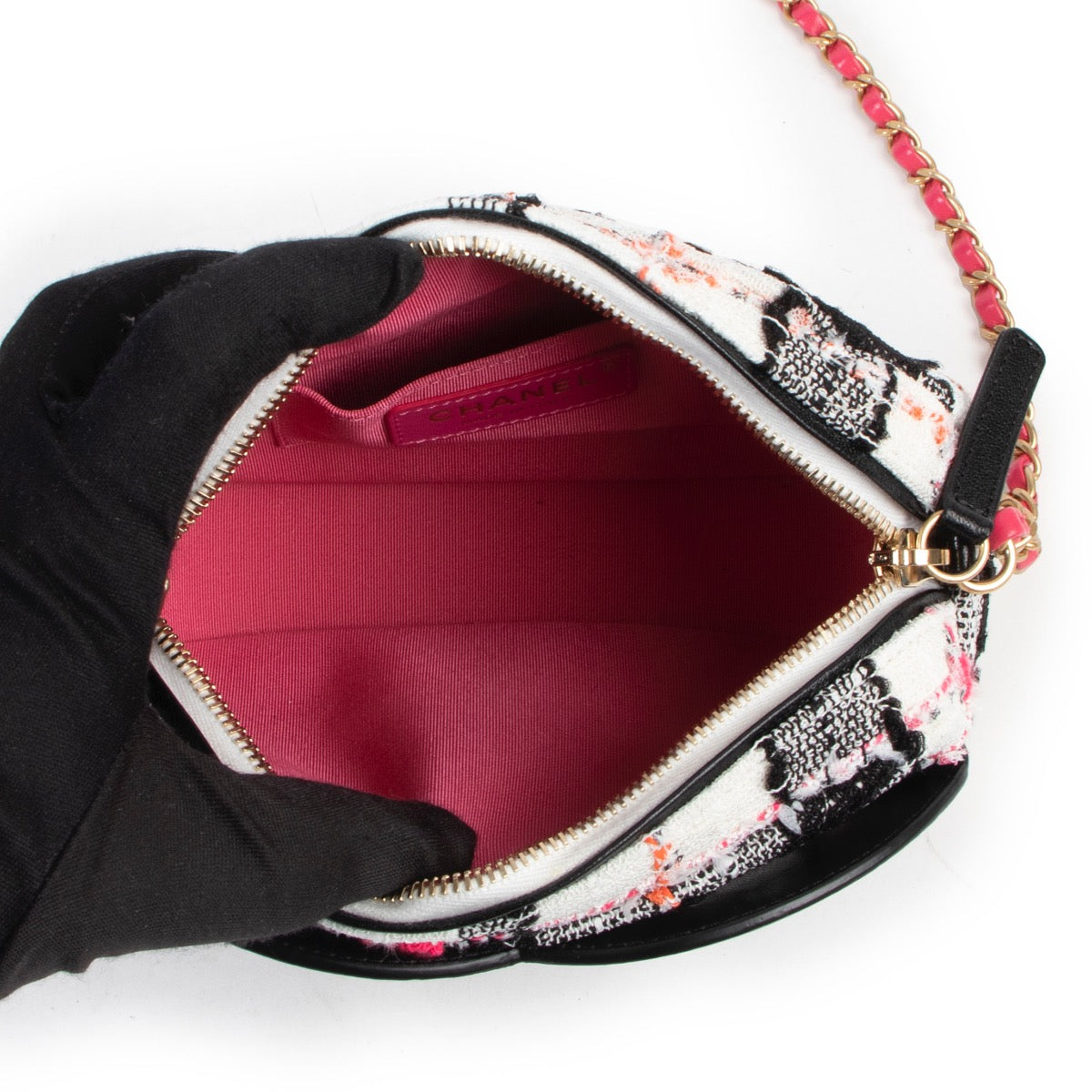 Shop safe online 100% authentic second hand Chanel Tweed Lambskin Quilted Coco Timeless Camera Bag in very good condition at Labellov in Antwerp.