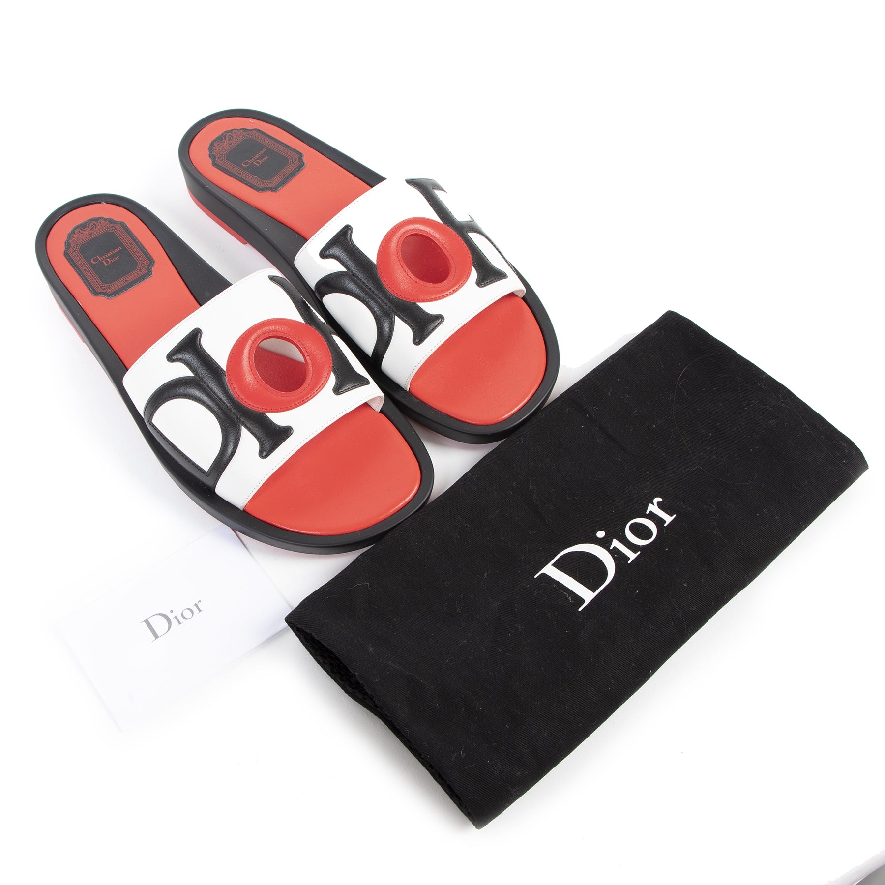 Dior Red Logo Sandals Marina Slides - Size 39