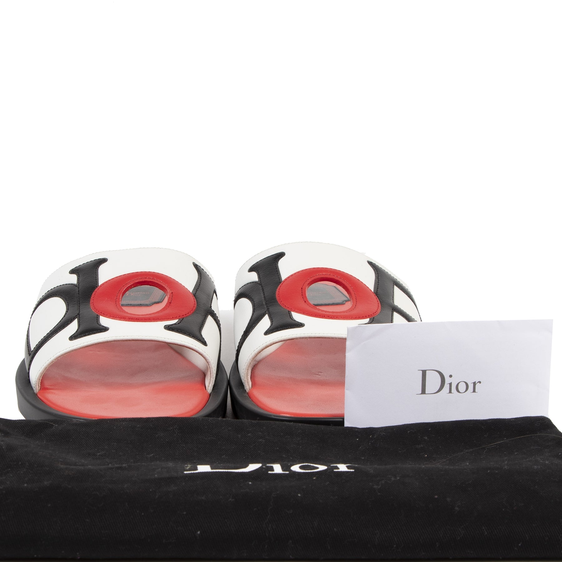 koop veilig online tegen de best eerijs Dior Red Logo Sandals Marina Slides - Size 39