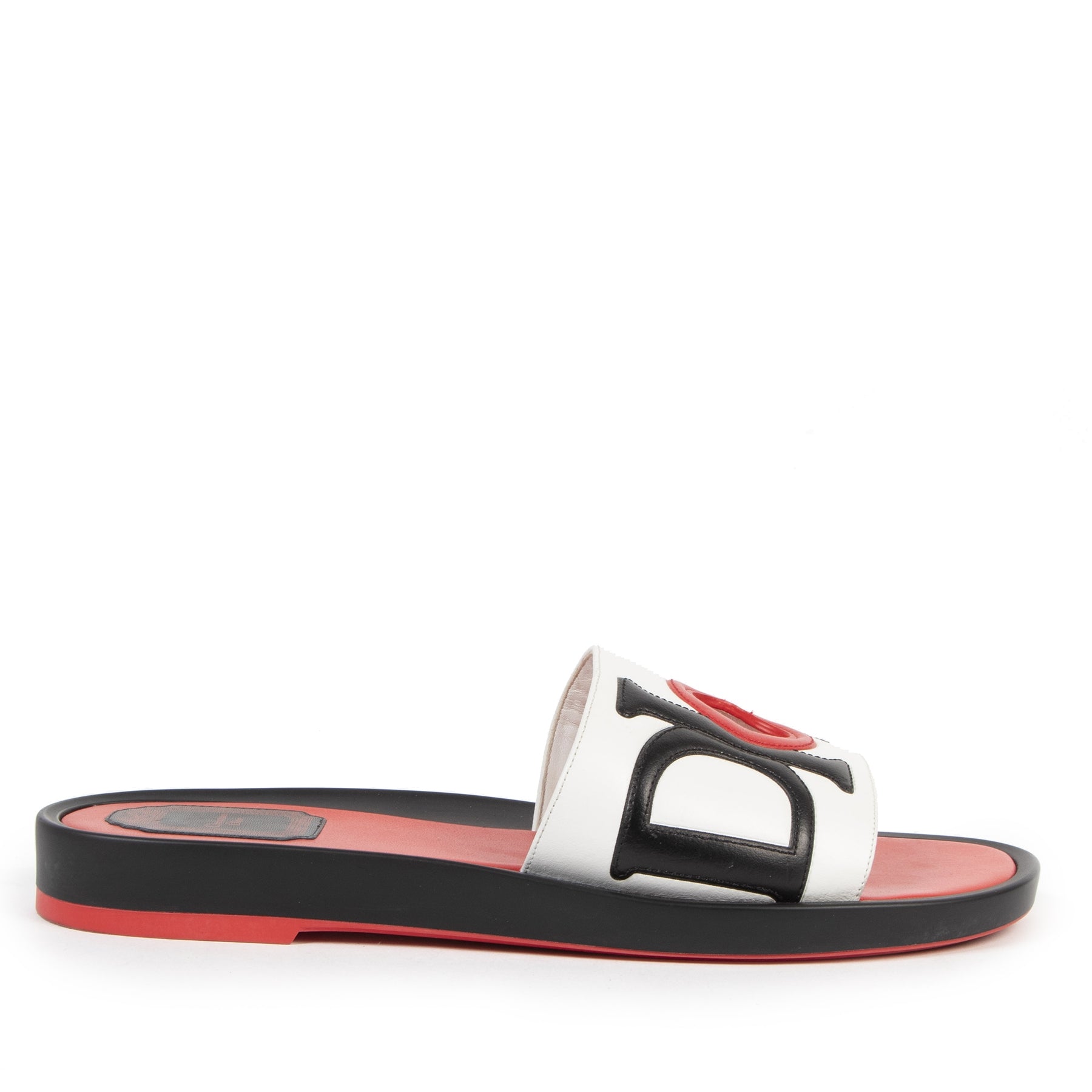 shop safe online Dior Red Logo Sandals Marina Slides - Size 39
