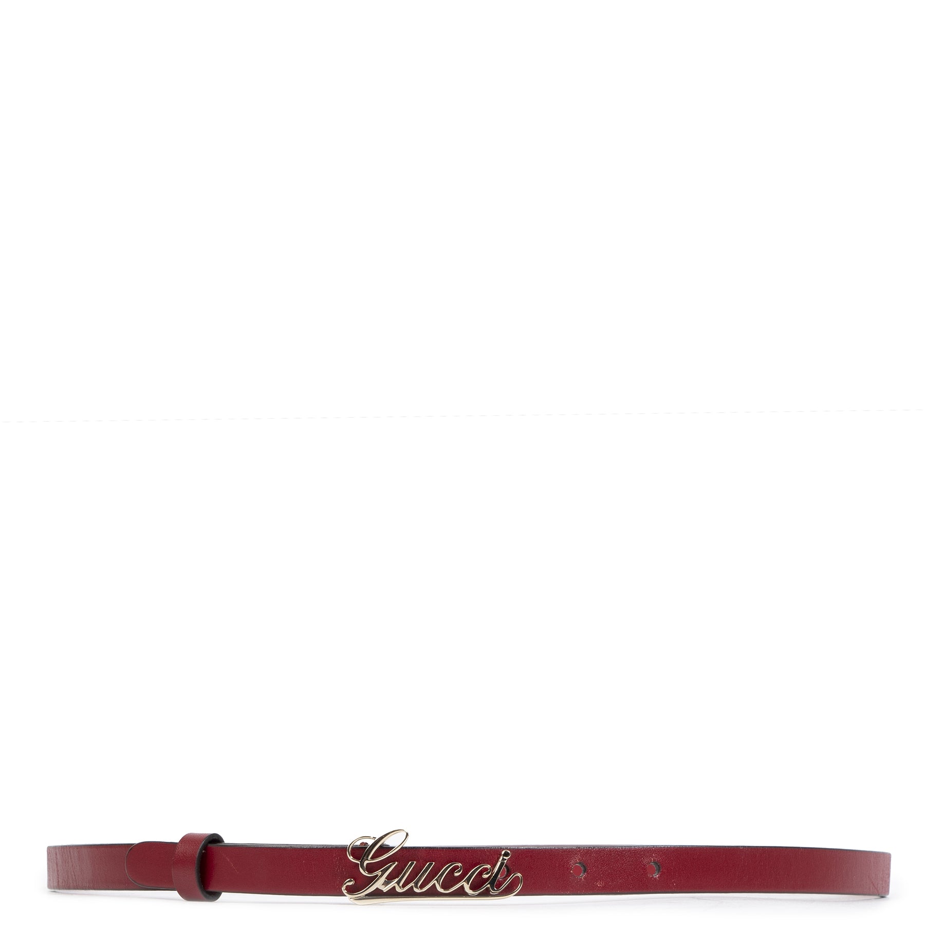 Gucci Red Skinny Belt Authentiek tweedehands aan de juiste prijs veilig online LabelLOV vintage webshop luxe merken winkelen LabelLOV Antwerpen België