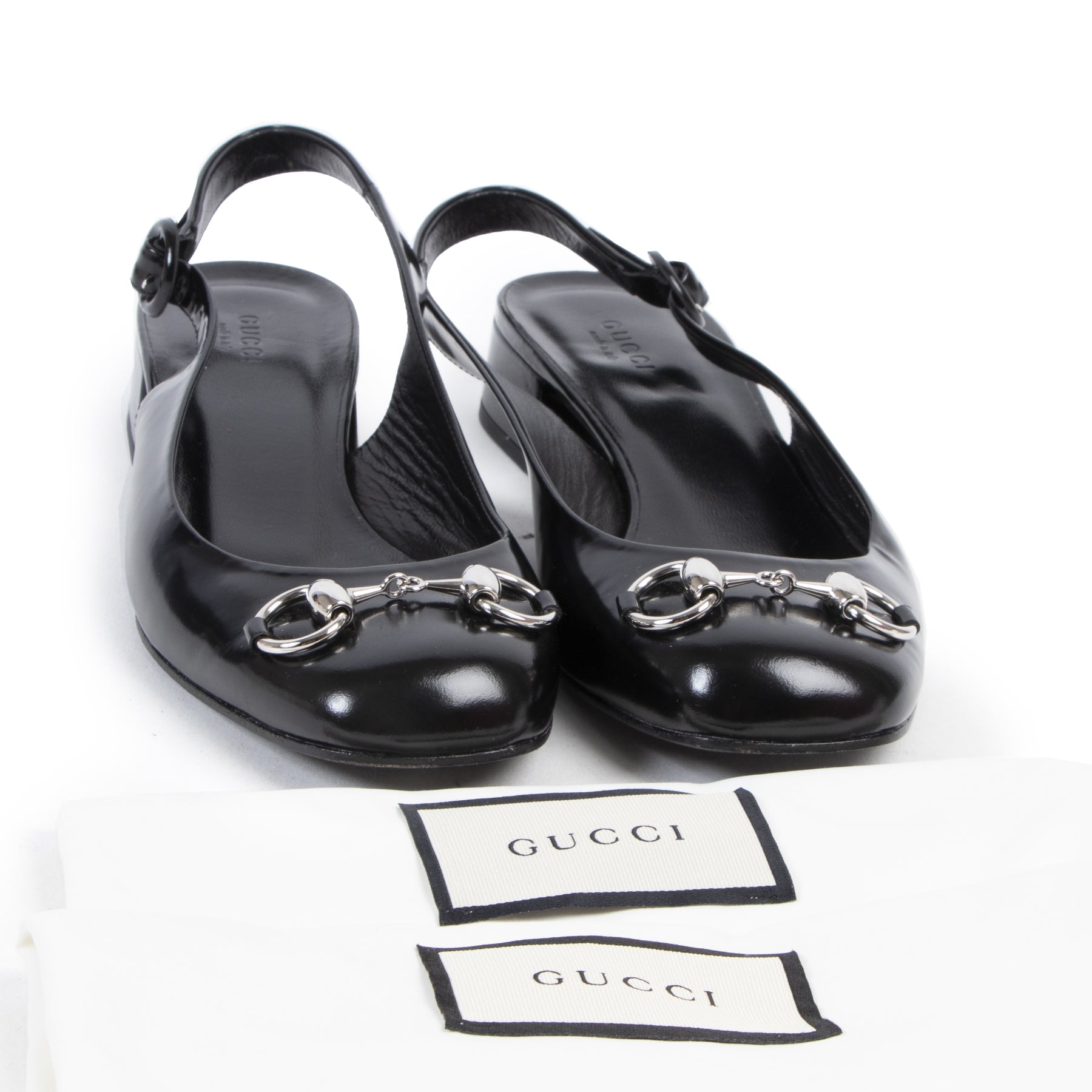 Gucci Black Vernis Leather Horsebit Flats kopen en verkopen aan de beste prijs