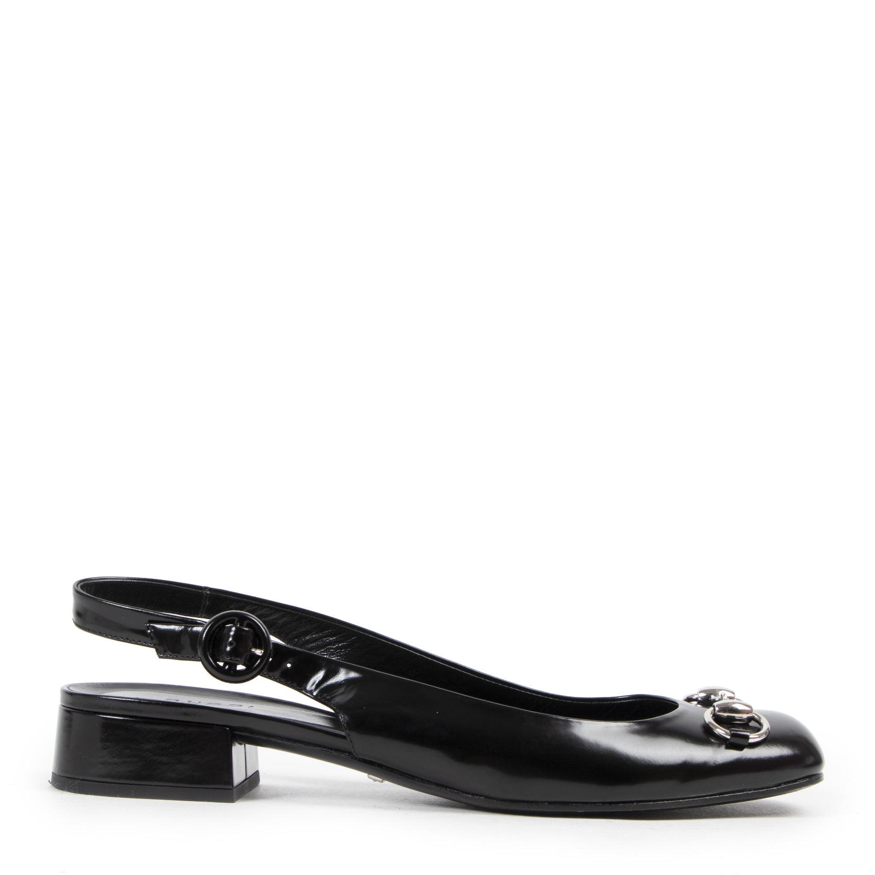 Gucci Black Vernis Leather Horsebit Flats for the best price