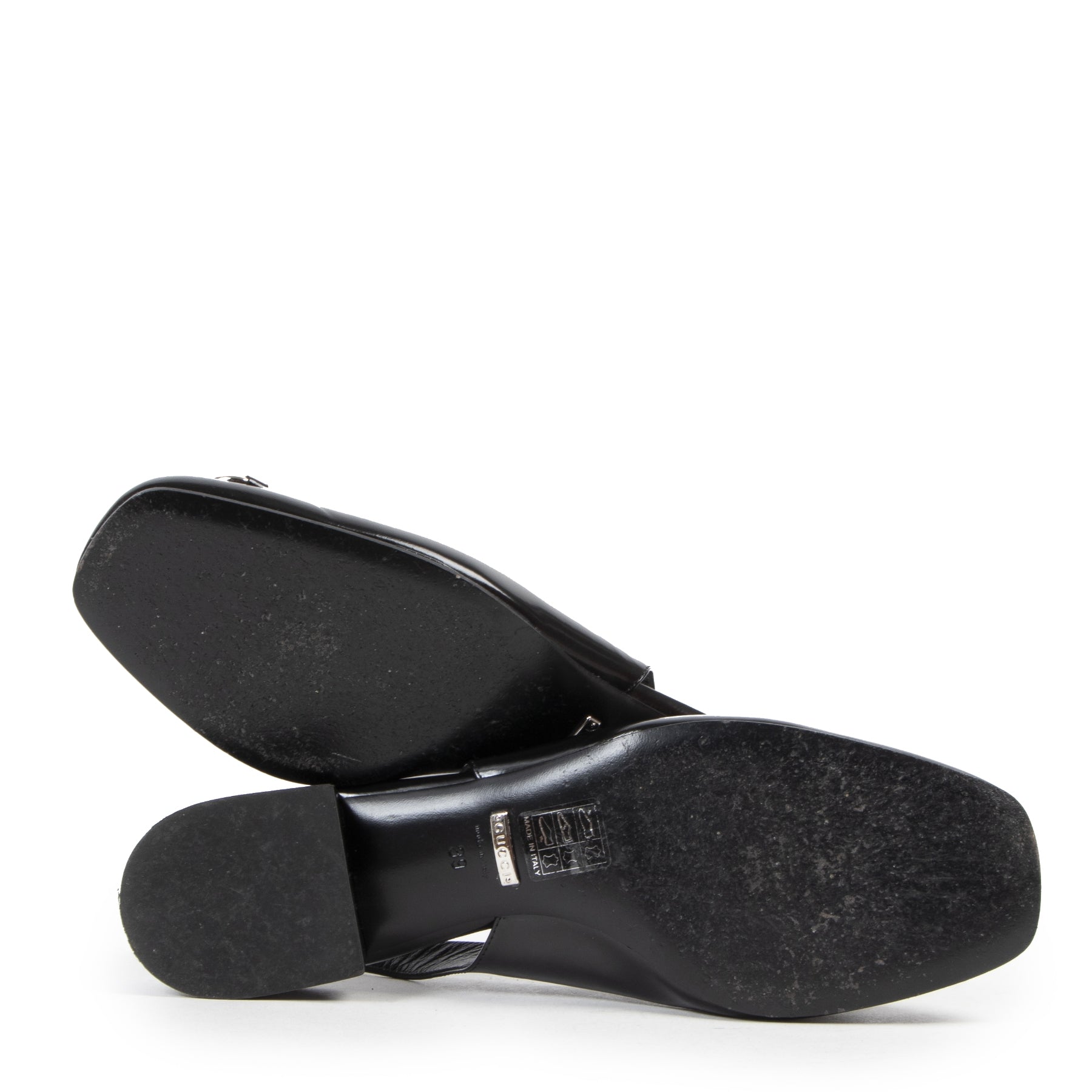 Are you interested in an authentic pair of Gucci Black Vernis Leather Horsebit Flats