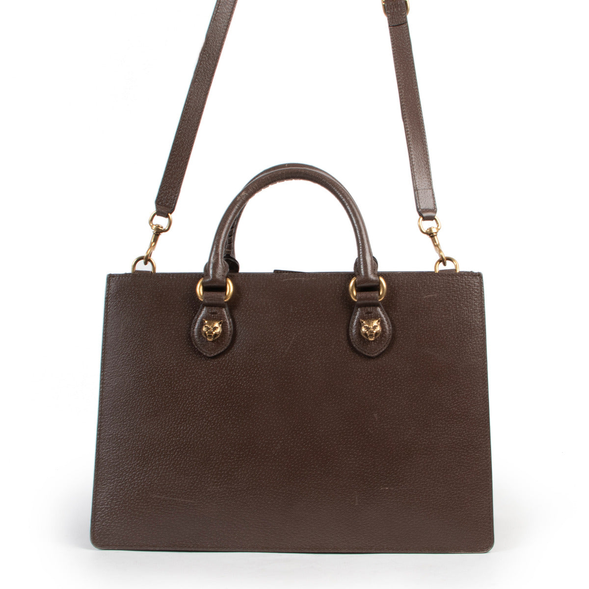 Sac à poignée supérieure Gucci Animalier en cuir marron