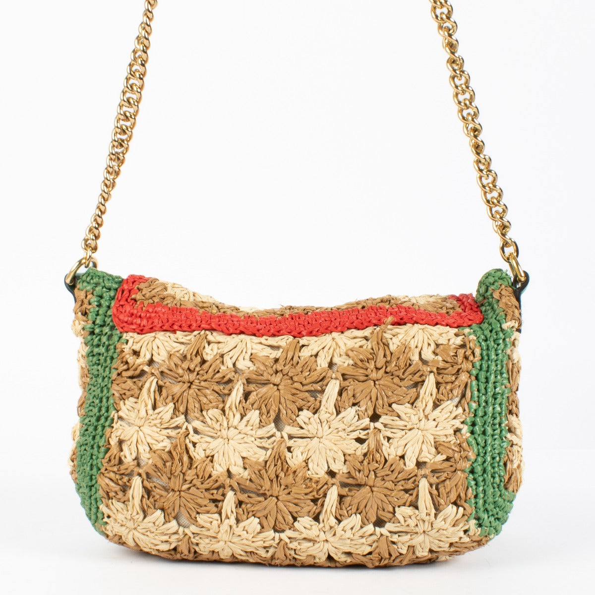 Authentic pre-loved Gucci Multicolor GG Marmont Raffia Small Flap Crossbody Bag on Labellov.com
