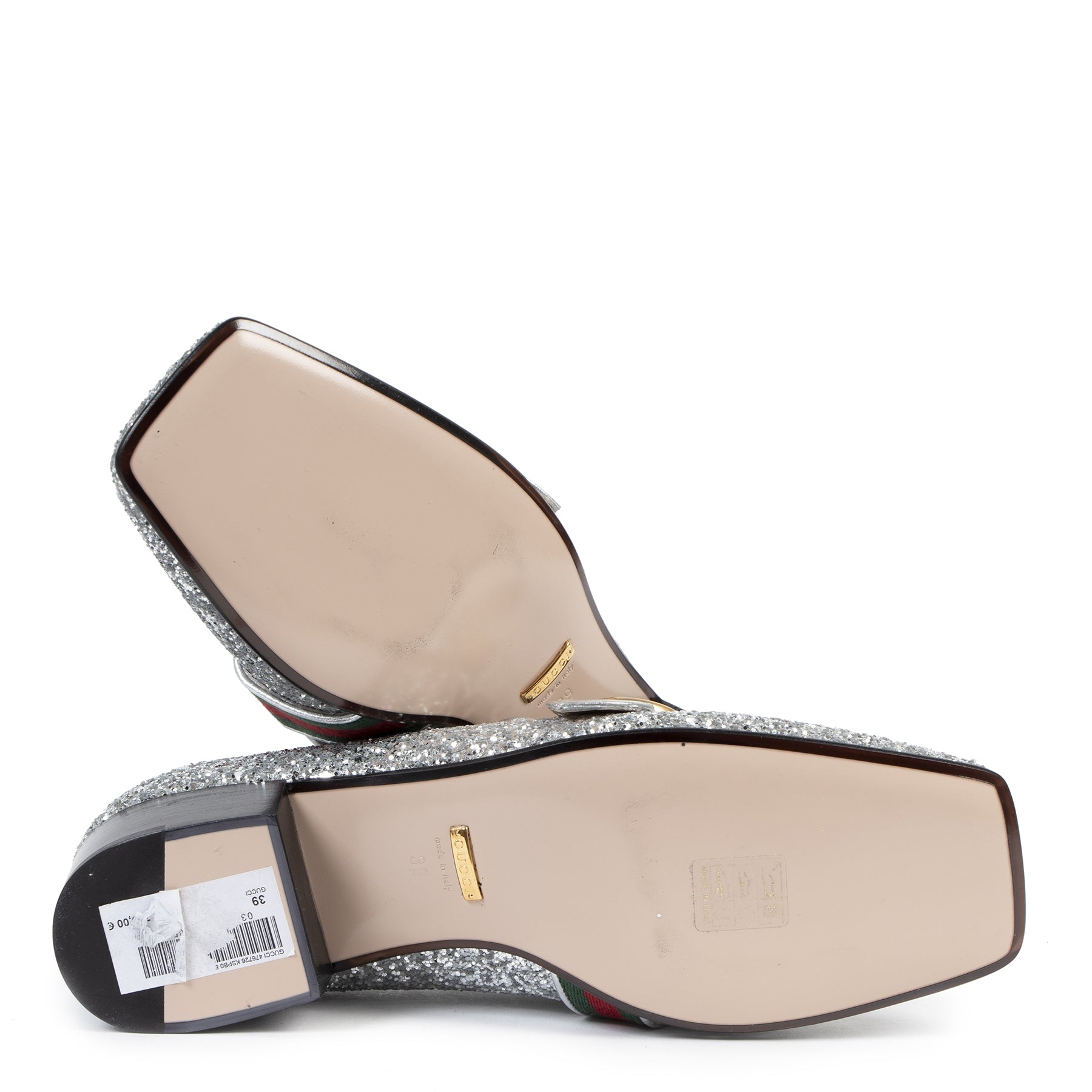 Gucci Marmont Mid-Heel Silver Glitter Pump - Size 39 – Labellov