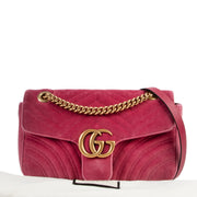 Gucci Pink Velvet Small Marmont Bag for the best price at Labellov secondhand luxury