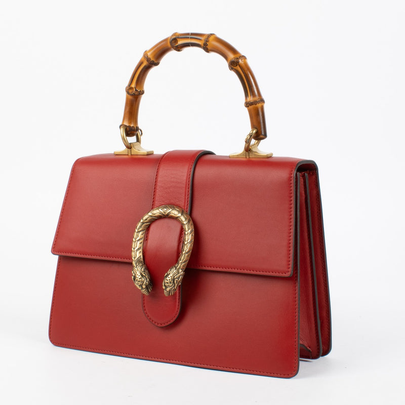 Shop the authentic Gucci Dionysus Bamboo handbag in smooth red leather at Labellov.com.