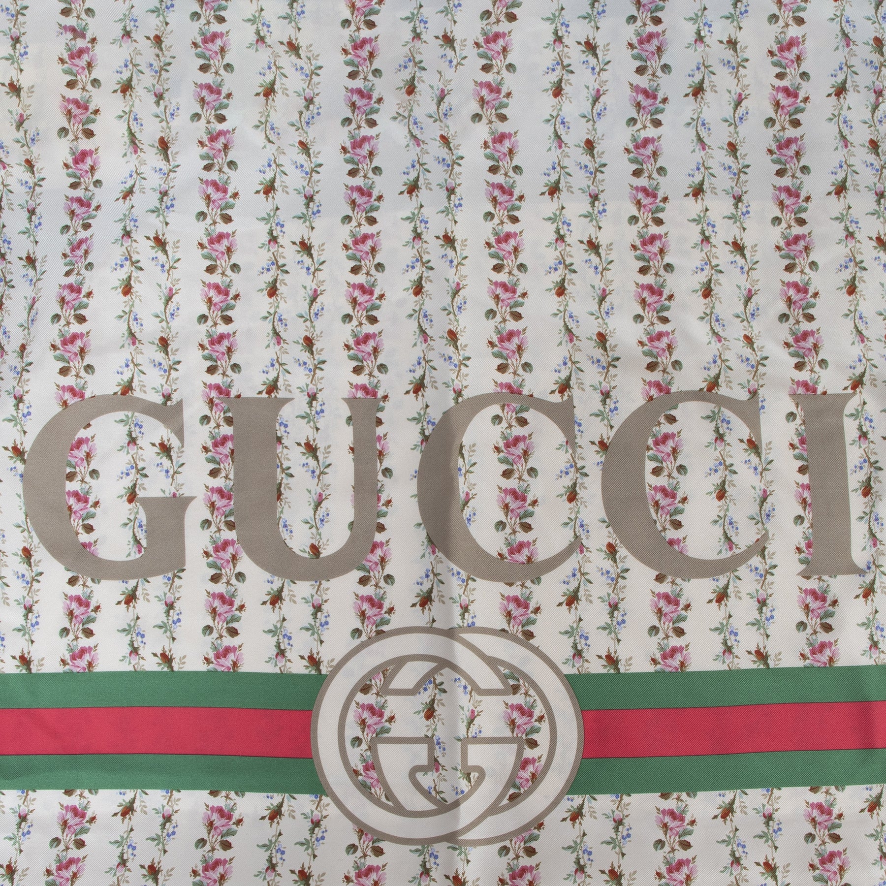 Authentic secondhand Gucci Floral GG Web Silk Scarf designer accessories fashion luxury vintage webshop safe secure online shopping