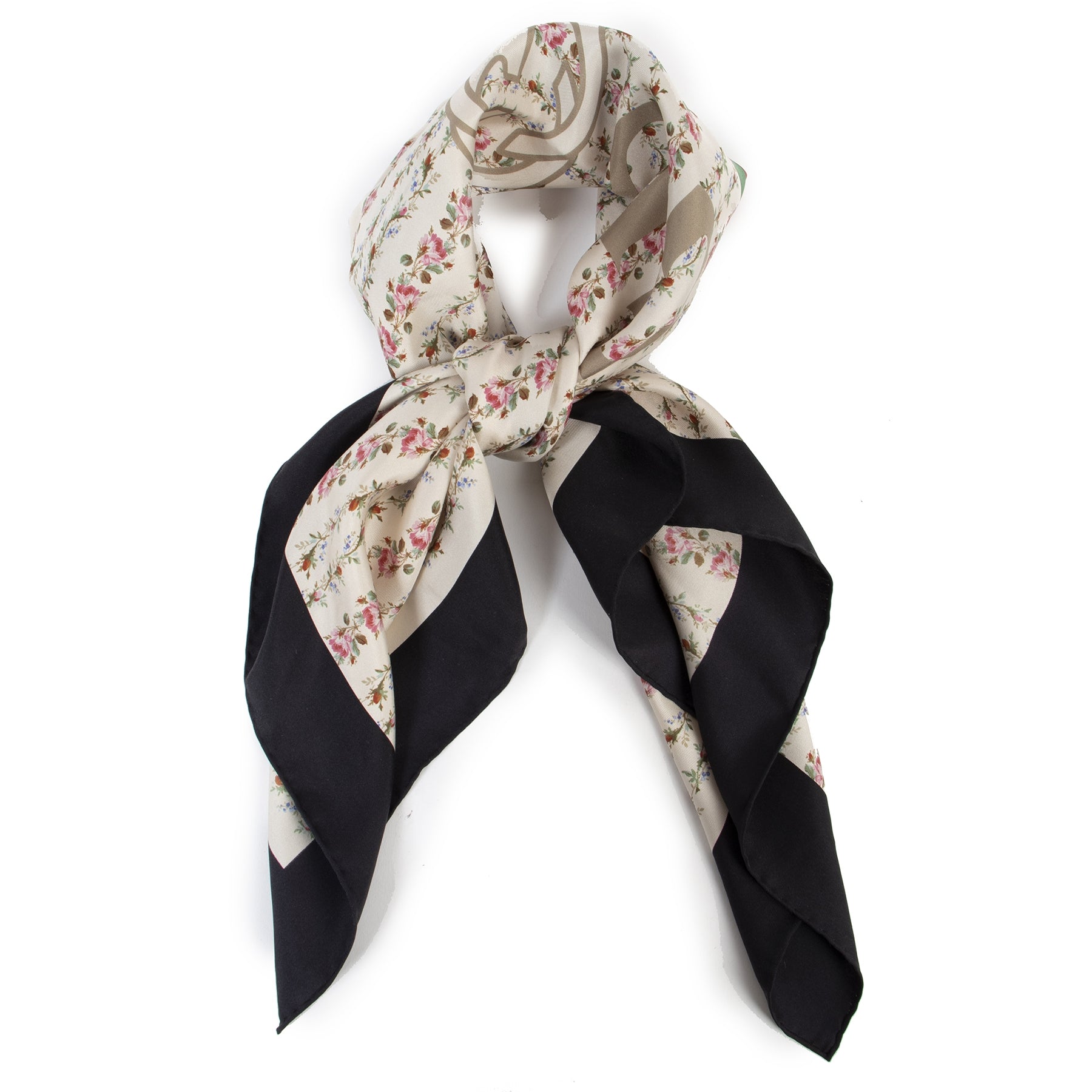 Authentieke Tweedehands Gucci Floral GG Web Silk Scarf juiste prijs veilig online shoppen luxe merken webshop winkelen Antwerpen België mode fashion