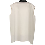 Gucci White Silk Shirt With Leather Collar - 46 IT - aan de beste prijs