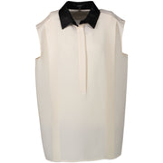 Gucci White Silk Shirt With Leather Collar - 46 IT - for the best price at Labellov secondhand luxury