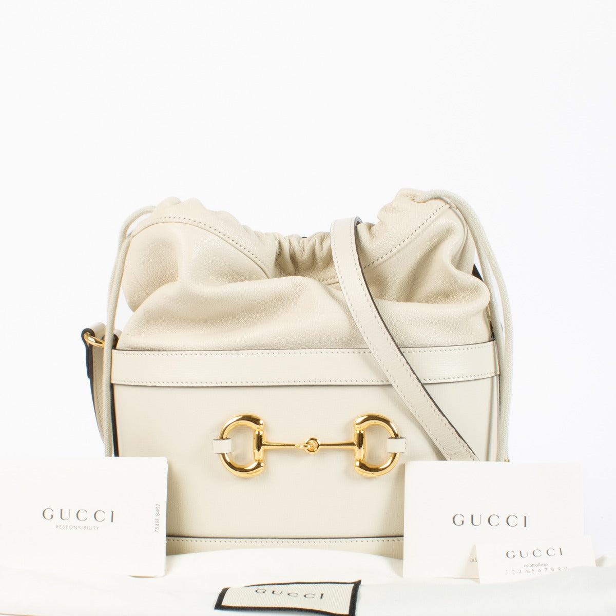 Authentic preloved Gucci White Horsebit 1955 Bucket Bag on Labellov.com