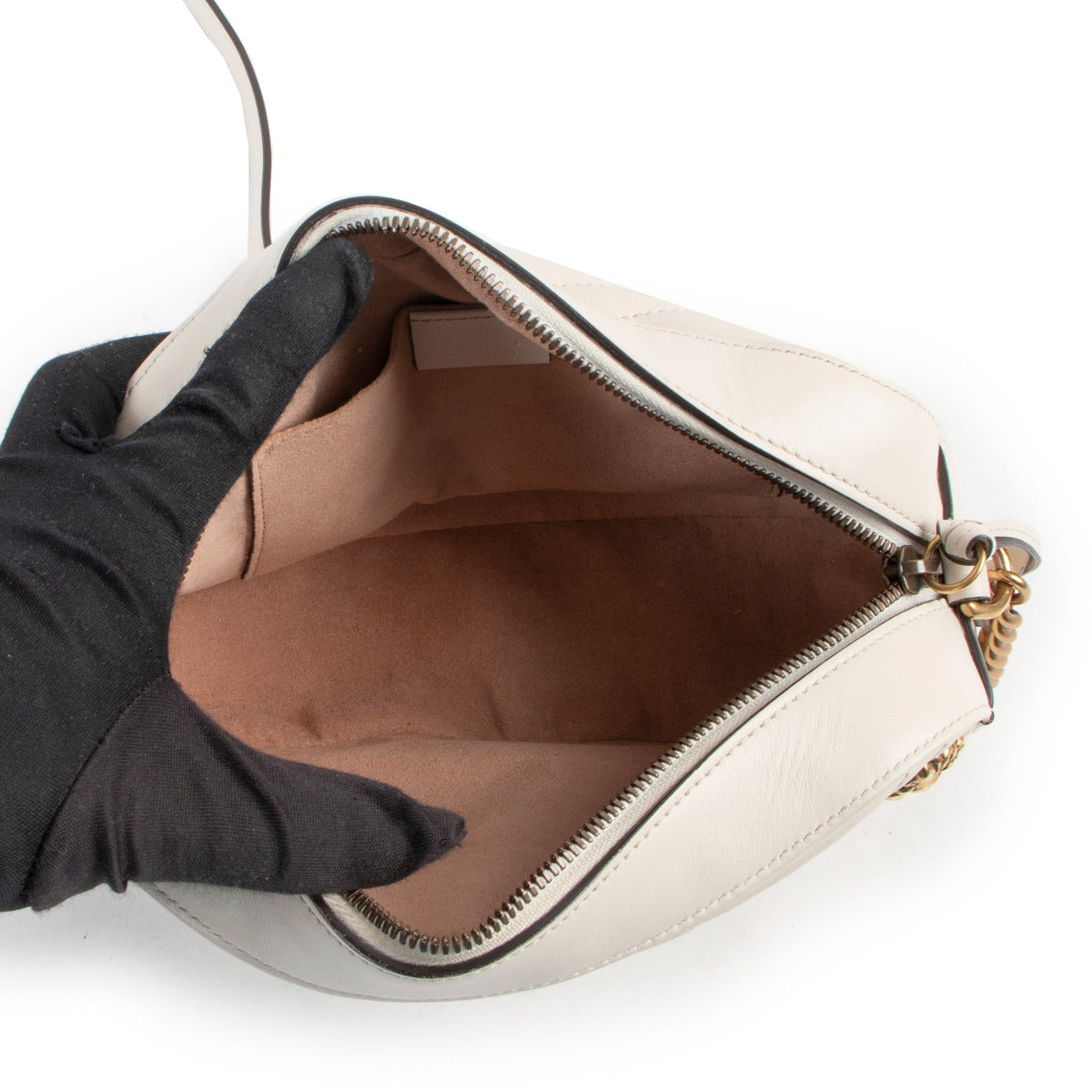 Gucci Crèmekleurige Tas met Dierlijke Studs Kleine GG Marmont