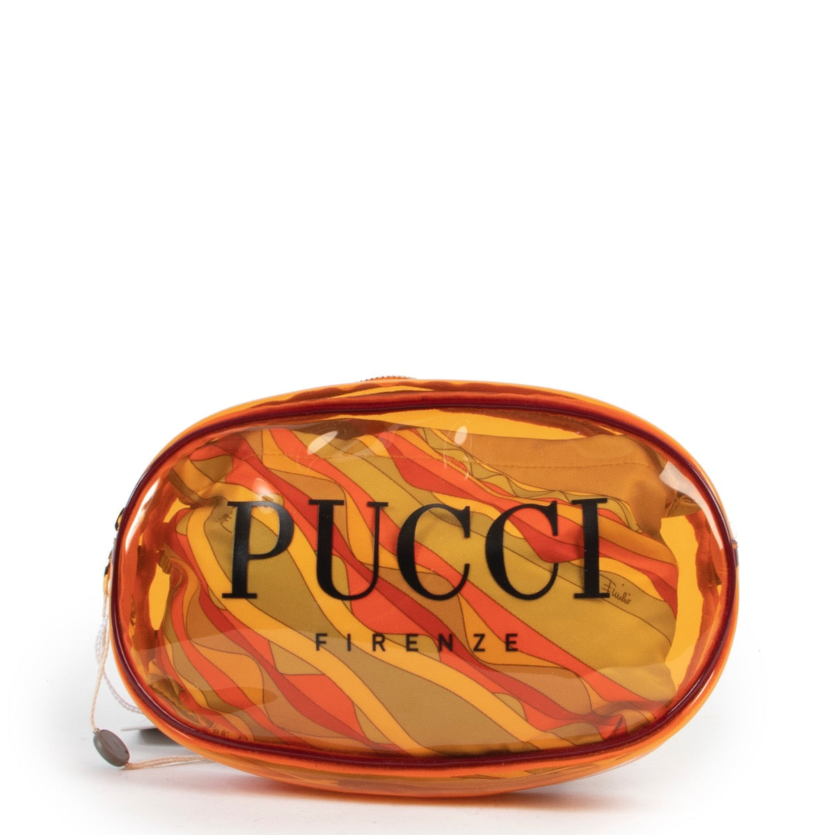 Shop safe online at Labellov in Antwerp this 100% authentic second hand Pucci Orange PVC Cosmetic Pouch