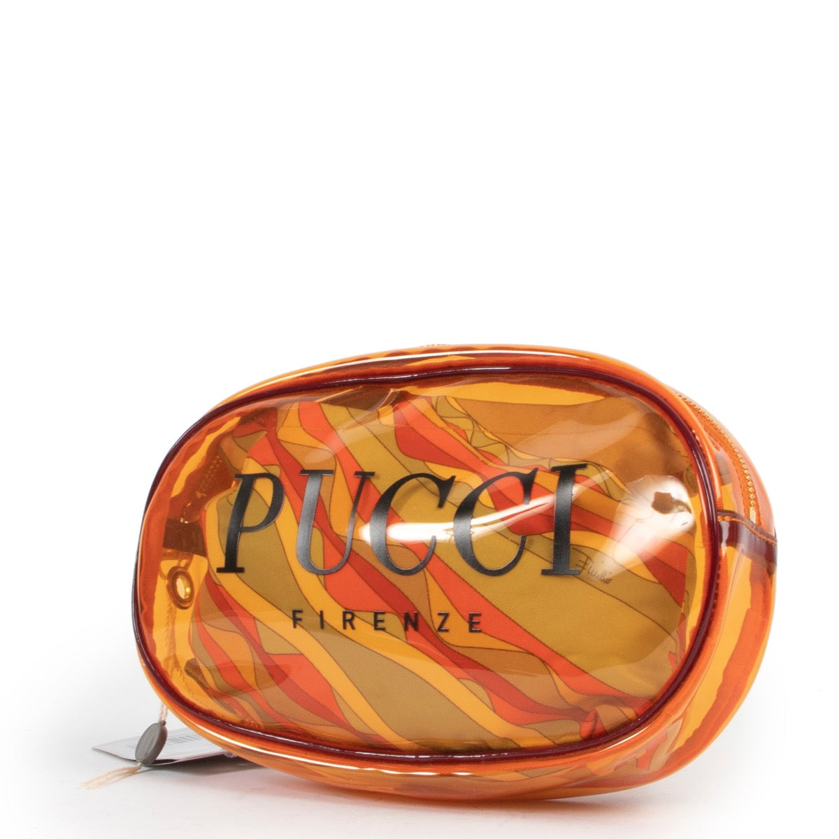 Shop safe online at Labellov in Antwerp this 100% authentic second hand Pucci Orange PVC Cosmetic Pouch